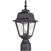 LIT-PaTH Outdoor Post Lighting Fixture Pole Lantern, E26 Medium Base Max 60W, Aluminum Housing Plus Clear Glass, Bulb Not Inc