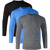 3Pcs Men's UPF 50+ Sun Protection T-Shirt UV Protection SPF Long-Sleeved Lightweight Quick-Dry