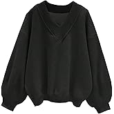 Remidoo Oversized Sweatshirt for Women V Neck Sweatshirts Casual Fleece Long Sleeve Pullover Top
