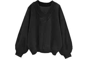 Remidoo Oversized Sweatshirt for Women V Neck Sweatshirts Casual Fleece Long Sleeve Pullover Top