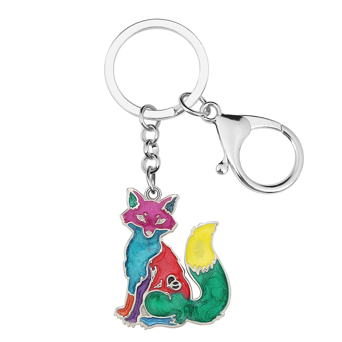 BONSNY Enamel Alloy Cute Fox Keyring Multi Keychain Jewellery For Women Girl Car Key Wallet Charm Gift (Multicolor)