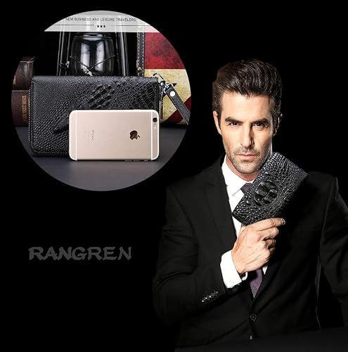 Men's Genuine Leather Clutch Bag - Business Organizer Wallet With Phone Holder (Coffee)