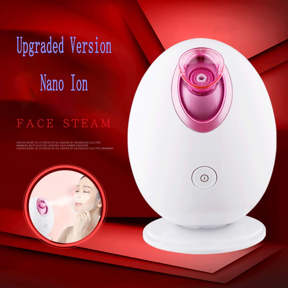 YIVIYAR 4 in 1 Nano Ionic Facial Steamer, Warm Mist Face Humidifier, Sauna Home SPA Quality Facial Steamer for Women with Free 4 Pieces Blackhead Remover Kit and Hair Band(Egg Shape, Pink): Beauty