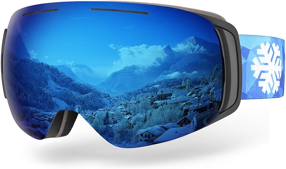 Snowledge Frameless Ski Snow Goggles, Snowboard Goggles for Women Men with Anti-Fog, 100% UV400 Protection and Quick Change Magnetic Lens