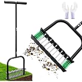Dyonder Lawn Aerator Tool, Black Manual with 14 Iron Spikes | Height‑Adjustable, Heavy‑Duty Iron Construction, Hand‑Operated Design For Aerating Yard, Lawn &amp; Home Garden