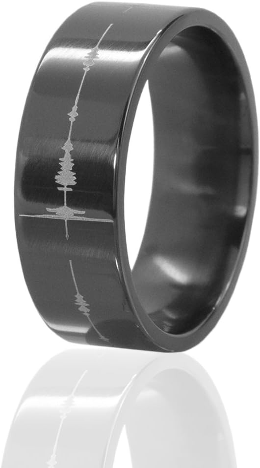 Custom Soundwave Ring, Soundwave Design, Etched Black Soundwave Ring, Personalized Sound Wave Jewelry