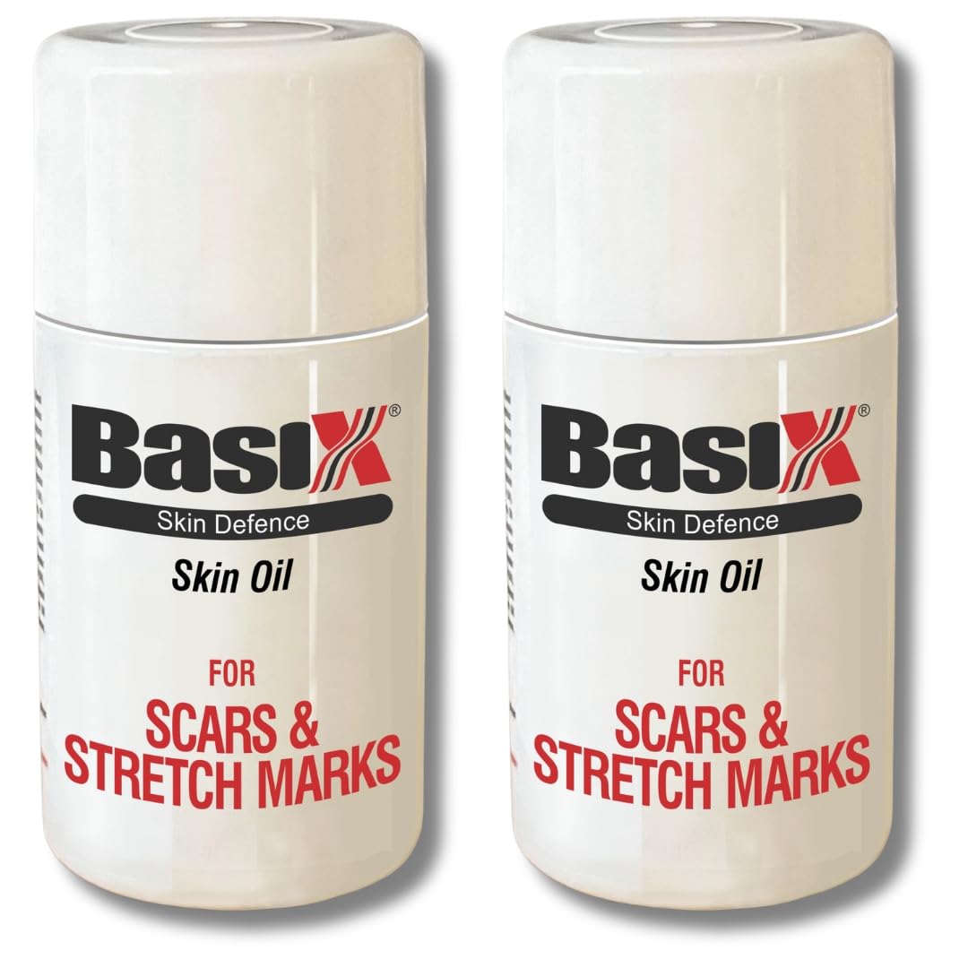 Basix Skin Defence Clear Skin Tissue Oil [TWIN PACK 2x60ml] Helps the Appearance of Stretch Marks Scars and Uneven Skin Tone with Tamanu, Argan Grapeseed, Jojoba, Rosehip, Calendula Geranium Oils