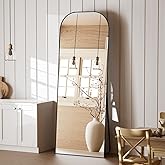 Koonmi Full Length Mirror, 56"x21" Mirror Full Length with Stand, Black Top Square-Edged Floor Mirror with Aluminum Alloy Frame for Bedroom Living Room