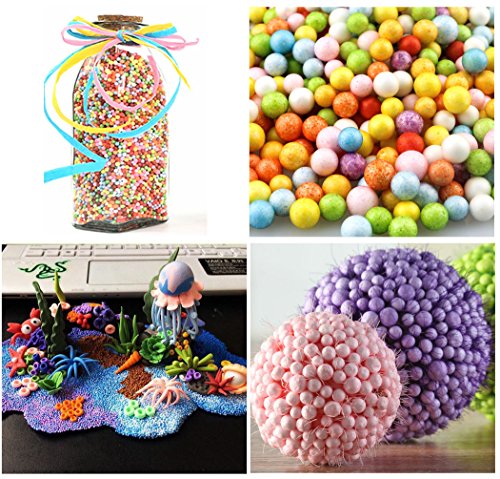 Aprince Foam Beads Slime Foam Balls, 13 Pack Colorful 0.1-0.35 Inch Arts Crafts Styrofoam Beads (50000 pcs) for Wedding Party Decorations, Bonus Fruit Slices + Mixed Sequins + 5 Slime Tools - Thumbnail 5