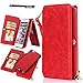 iPhone 6S Case, iPhone 6 Case, Itrendz 12 Card Holder Pro - [Zipper Cash Storage] Premium Button PU Leather Wallet Case Cover With Detachable Magnetic Hard Case For iPhone 6S/6 (4.7 Inch), Red