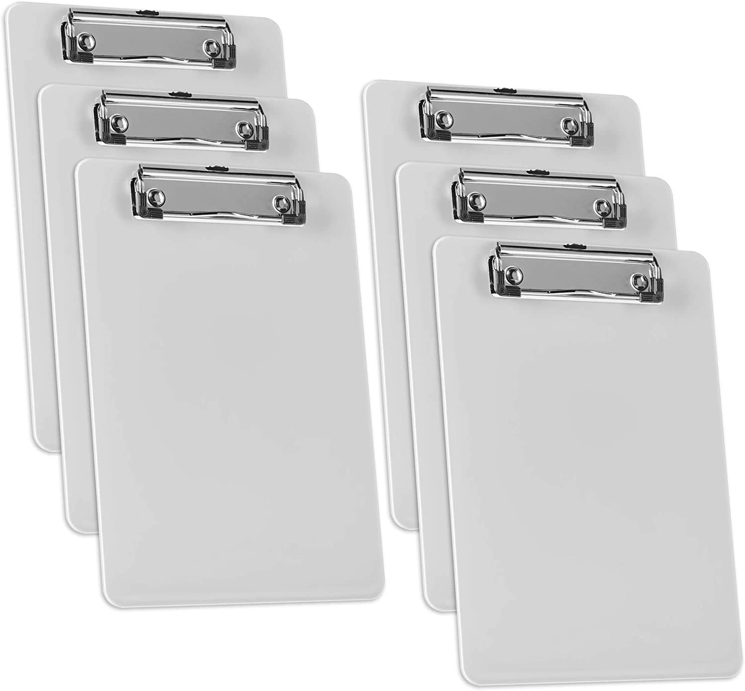 Acrimet Clipboard Memo Size A5 (23,5 cm x 16 cm) Low Profile Clip (Plastic) (White Color) (6 Pack)