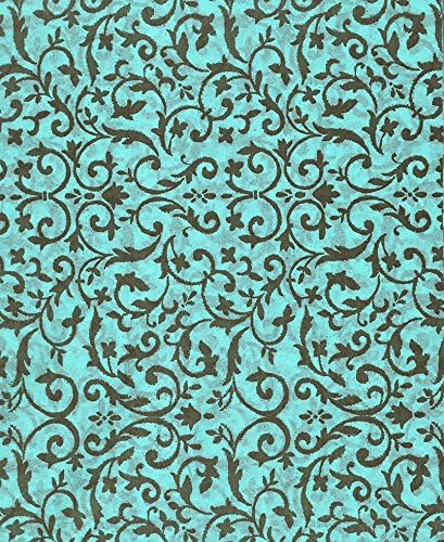 Tissue Paper Art, Tissue Paper Bulk, 10 Large Sheets ~ Aqua & Chocolate FLORENTINE Tissue Paper, Tissue Paper Decorations