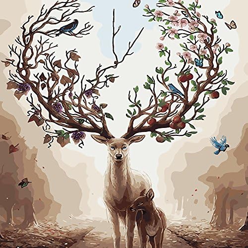 Diy Oil Painting, Adult children's hand painting- Lonely deer 16 X 20 inch.