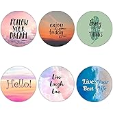 Junddla (6 Pack Cell Phone Grip,Phone Finger Foldable Holder Stand Compatible with iPhone - Quotes Pink Colorful