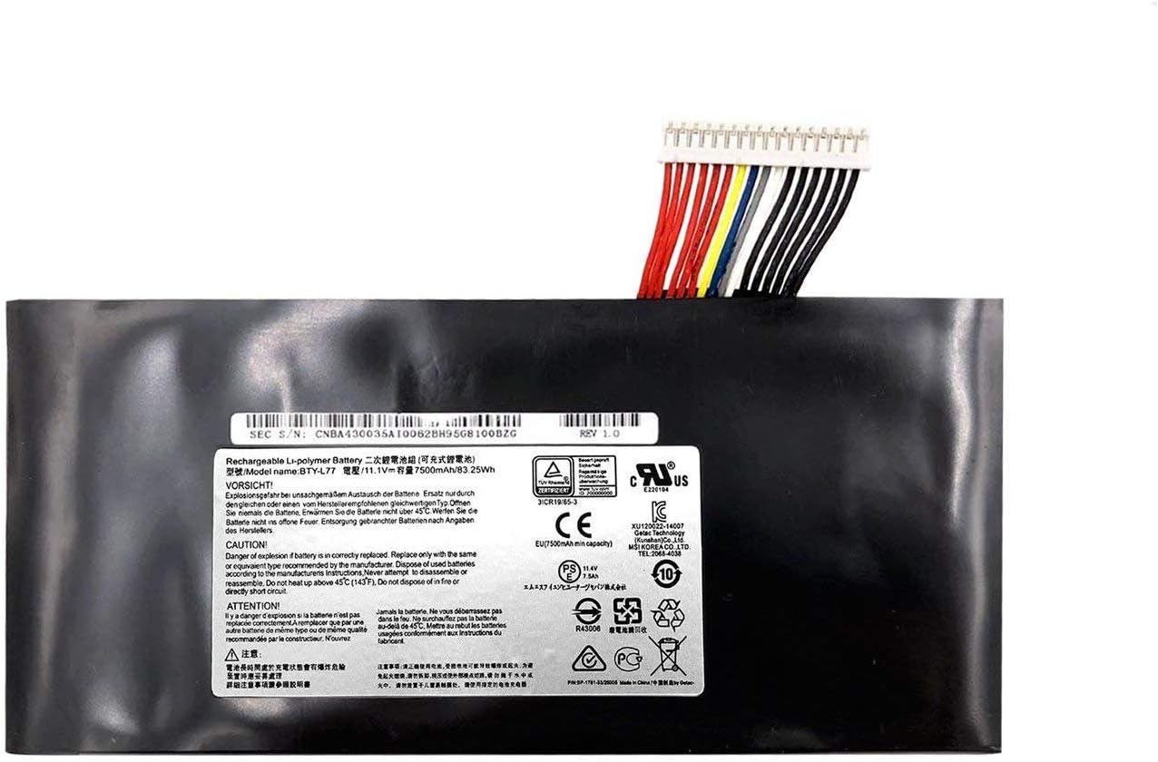 ASKC BTY-L77 Laptop Battery for MSI GT72 2QD GT72S 6QF GT80 2QE Series MS-1781 MS-1783 2PE-022CN 2QD-1019XCN 2QD-292XCN 11.1V 83.25Wh