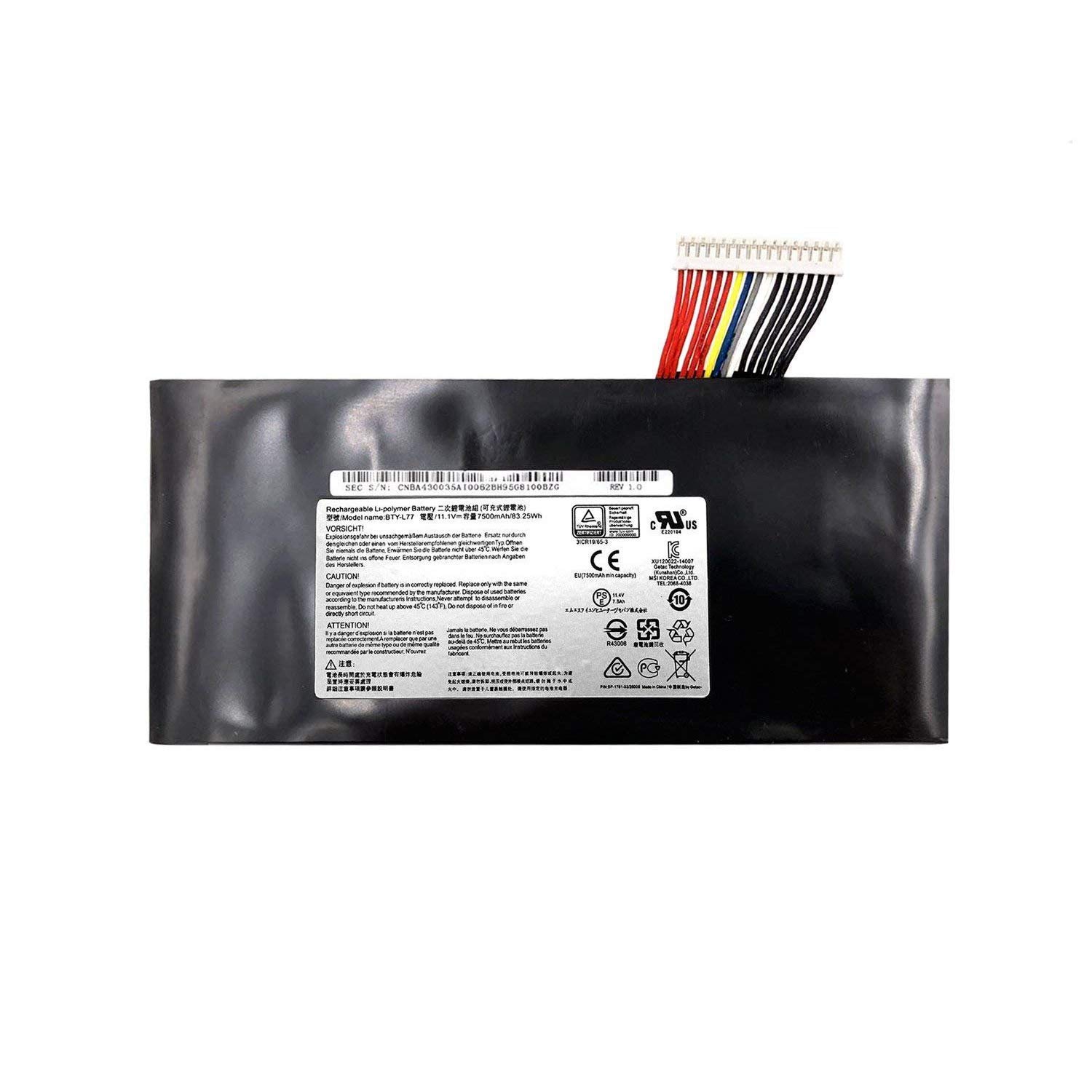 ASKC BTY-L77 Laptop Battery for MSI GT72 2QD GT72S 6QF GT80 2QE Series MS-1781 MS-1783 2PE-022CN 2QD-1019XCN 2QD-292XCN 11.1V 83.25Wh