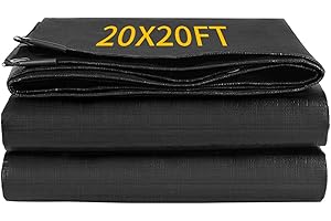 COOCURE 20X20FT Reinforced PE Pond Liner, 28Mil Thickness Pond Liners for Outdoor Ponds, Hemmed Edge with Buttonholes Liners for KOI/Fish, Duck Pond and Waterscape.