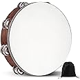 Wooden Hand Held Percussion Tambourine with Storage Bag -10 Inches, Ideal for Church, Wedding, Party, Dance, Photo Shoot