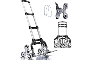 GENERIC Stair Climber Cart TPR Hand Truck with Wheels, Shopping Folding Grocery Cart, Aluminum Alloy Folding Hand Truck Trolley for Luggage Package Delivery (New 6 Wheels)
