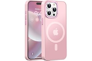 Newfuture Upgraded Magnetic for iPhone 15 Pro Max Case [Compatible with Magsafe] [Mil-Grade Protection], Pocket-Friendly, Slim Translucent Phone Case Cover for iPhone 15 Pro Max 6.7", Tender Pink