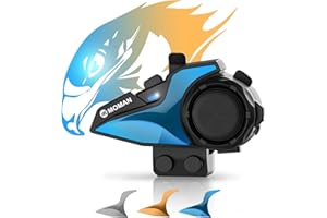 Moman Motorcycle Intercom, H2E Eagle-Like Helmet Headset Communication System with Dual Chip for Audio Multitasking HiFi/Music Sharing/FM/AI Voice (1Pack), Motorcycle-Intercom-Helmet-Headset-Headphone