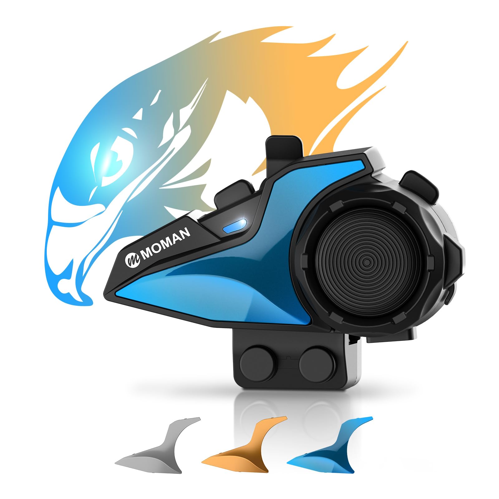 Moman Motorcycle Headset, H2E 2-Way 1000M Motorcycle Intercom Eagle-Like Universal Pairing Audio Multitasking Triple Noise Cancellation Helmet Headset Communication System Hi-Fi Music Sharing, 1 Pack