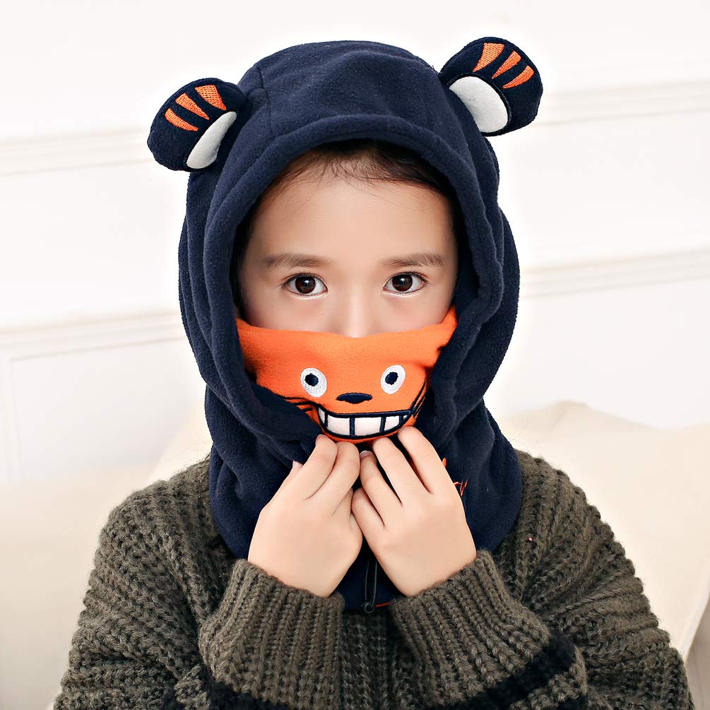 VBIGER Bonnet Hiver Chaud Enfant Cache Cou Cagoule Dessin animé avec un design à double couche