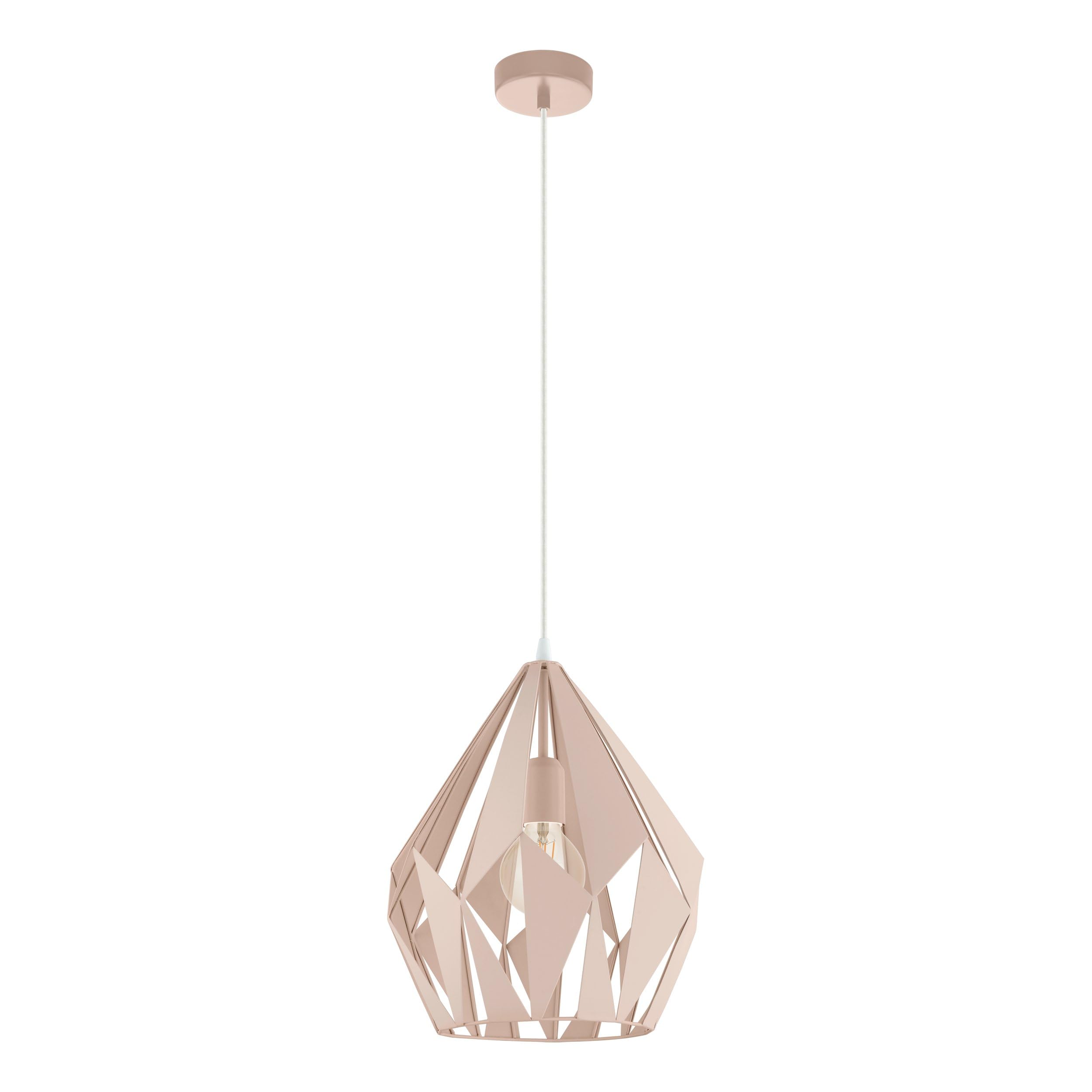 Eglo Pendant Lamp Carlton-P, 1-Light Vintage Pendant, Retro Hanging Lamp Made of Steel, Colour: Pastel Apricot, Socket: E27, Ø 31 cm