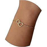 joy-d Linked Hearts Bracelet. 18K Gold Plated, Unique Design, Adjustable. Meaningful Gift for your love.