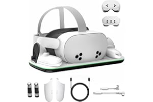 DOBE FOMIS ELECTRONICS Charging Dock Compatible with Meta Oculus Quest 3/3S, VR Headset Controller Accessories, Charging Station with Closable LED Indicator, Magnetic Charging, Fast Charging, 2 Rechargeable 1850mA Batteries