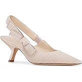 GotSoft Women's Slingback Kitten Heels Closed Pointed Toe Bowknot Knitted Slip On Pumps Dress Shoes