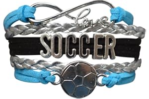 INFINITY COLLECTION Soccer Charm Bracelet - Blue Infinity Love Adjustable Charm Bracelet with Soccer Charm - Gift for Female Soccer Players