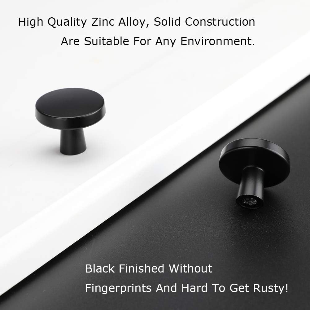 LONTAN Mushroom Door Knobs - 20 Pack Stainless Steel Black Drawer Knobs for Kitchen Cabinet, Round Cupboard, LS5310BK - Image 5