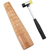 PH PandaHall Jewelry Tool Sets with Wooden Bracelet Sizing Bangle Mandrel and Steel Handle Installable Two Way Rubber Hammers for Adjusting Bracelet Making Repairing