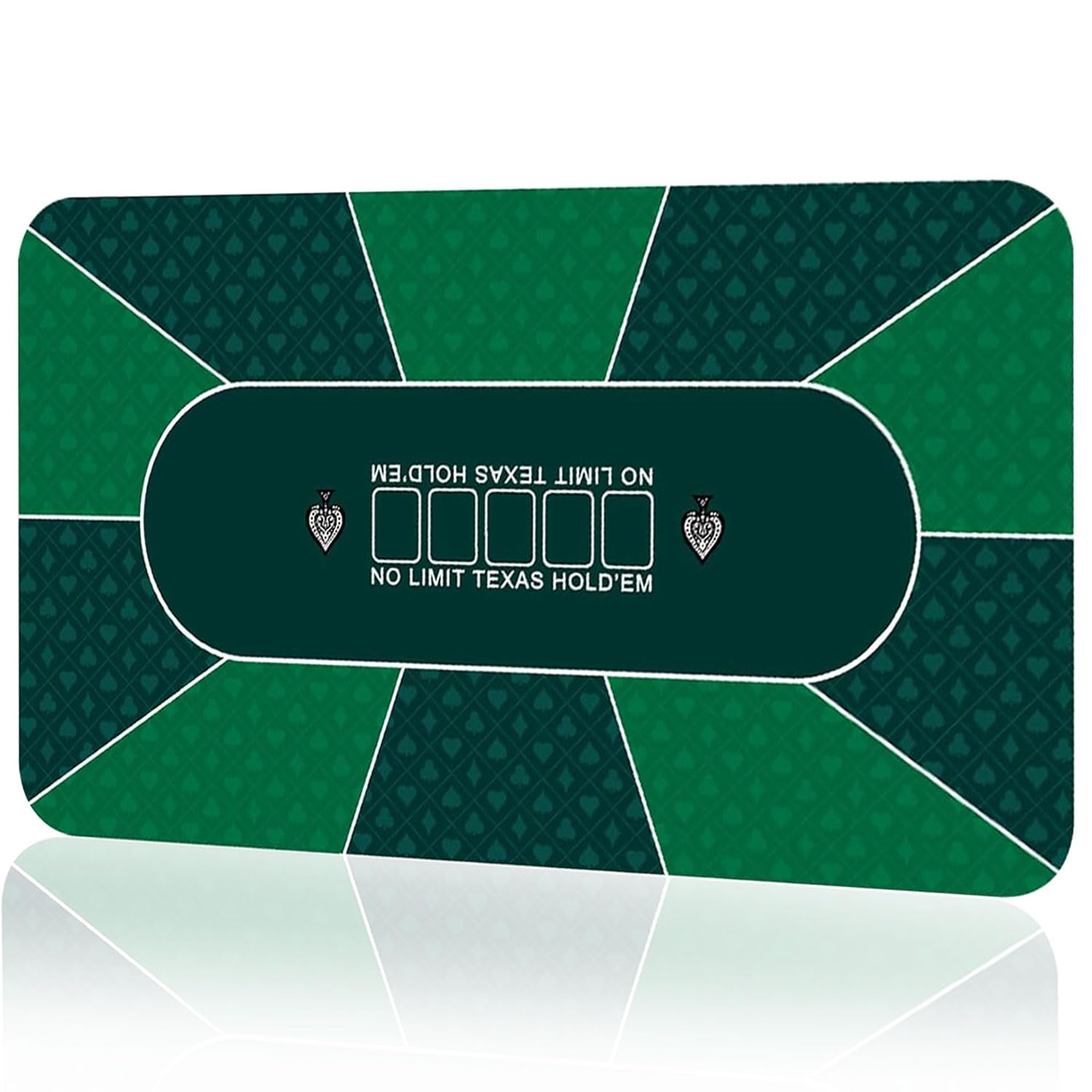 Amrocky Professional Poker Mat, 120 x 60 cm, 8-10 Player, Portable, Rubber Texas Hold'em Poker Table Top Layout with Carrying Bag