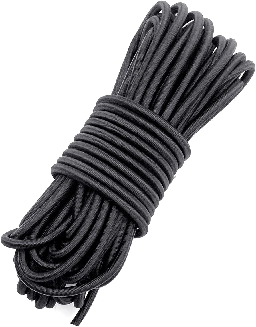 Fantasyon 4mm Black Elastic Cord 10m Bungee Rope for DIY Tent Pole