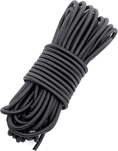 Fantasyon 4mm Black Elastic Cord 10m Bungee Rope for DIY Tent Pole
