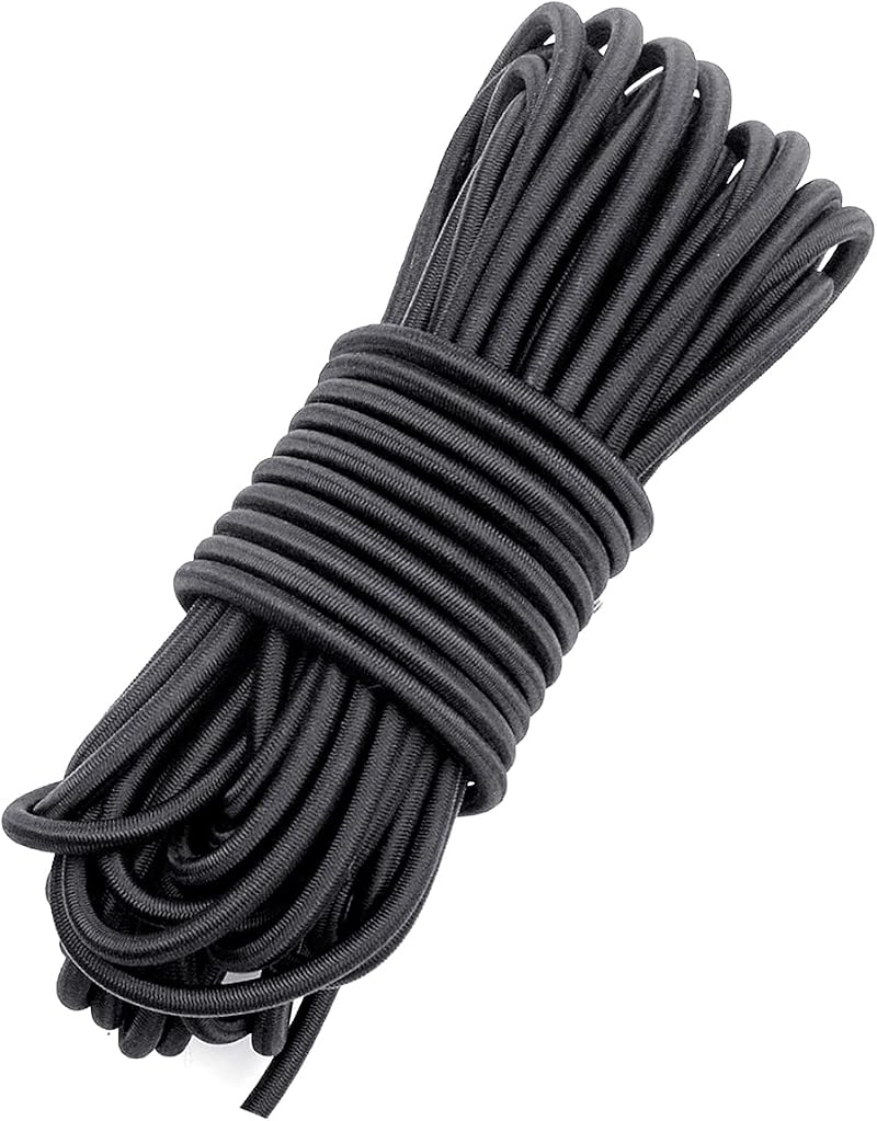 Fantasyon 4mm Black Elastic Cord 10m Bungee Rope for DIY Tent Pole