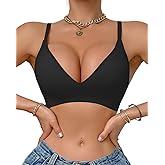 LIIJOO Deep V Wireless Push Up Bra for Women Seamless No Underwire Back Smoothing Everyday Comfort Bralette
