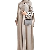 Women's Muslim Dress Two Pieces Set Islamic Prayer Abaya Modest Solid Color Muslim Outfits