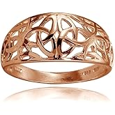 Hoops & Loops 925 Sterling Silver Filigree Cletic Knot Statement Fashion Ring for Women, Silver, Yellow Gold, Rose Gold