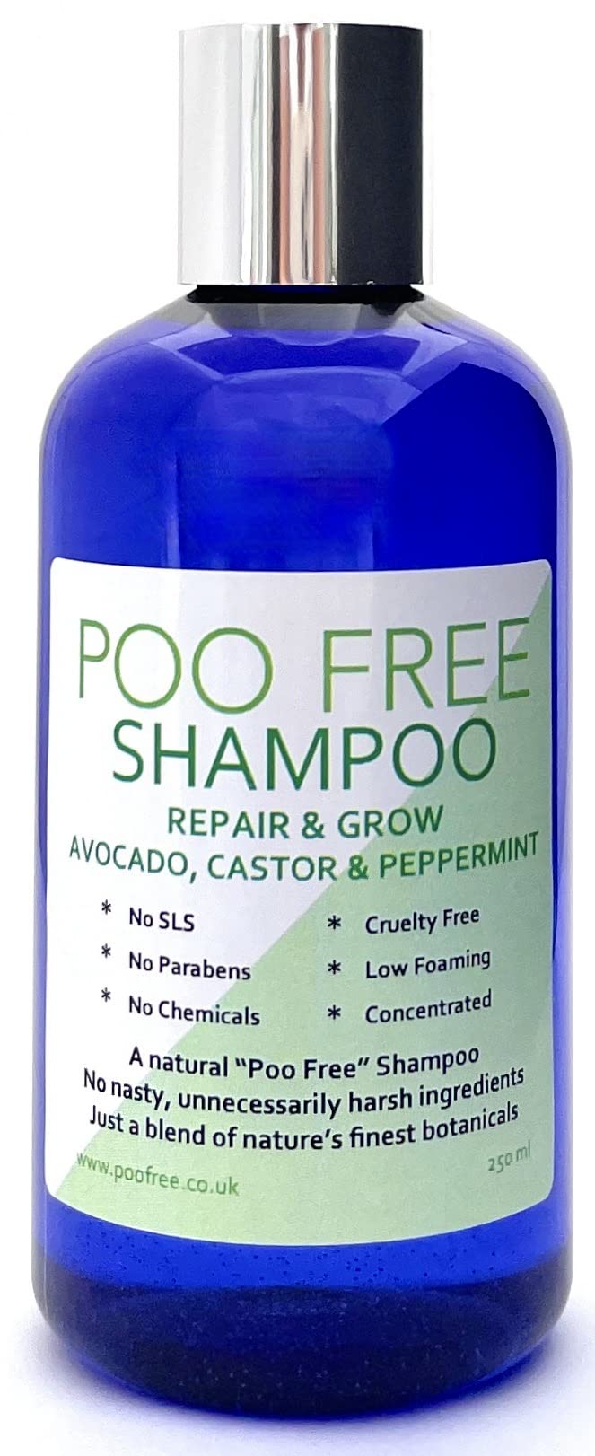 POO FREE Castor & Avocado Fortifying Shampoo – Density & Strength Formula – 99% Natural Origin – pH 5.5 Scalp-Neutral – Strengthening & Smoothing – Hard Water Protection – Vegan – 250ml
