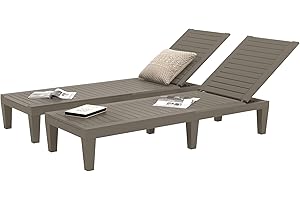 DWVO Outdoor Chaise Lounge, Pool Lounge Chair Set of 2 w/ 5-Level Backrest, Waterproof & Easy Assembly Patio Lounge Chair for Garden, Pool, and Beach (Taupe)