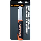 POWERTEC Heavy Duty Backer Board Scoring Knife, Ergonomic Grip, Dual Tungsten Carbide Blades for Tile Cement Board, Laminate (71903) 1 Pack