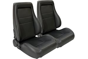 WTRAVEL Universal Racing Seats Bucket Seats Reclinable Car Seats Adjustable Sport Seats PU Leather with Sliders 2 pcs (Black, 29.3"×21.5"×22.2")