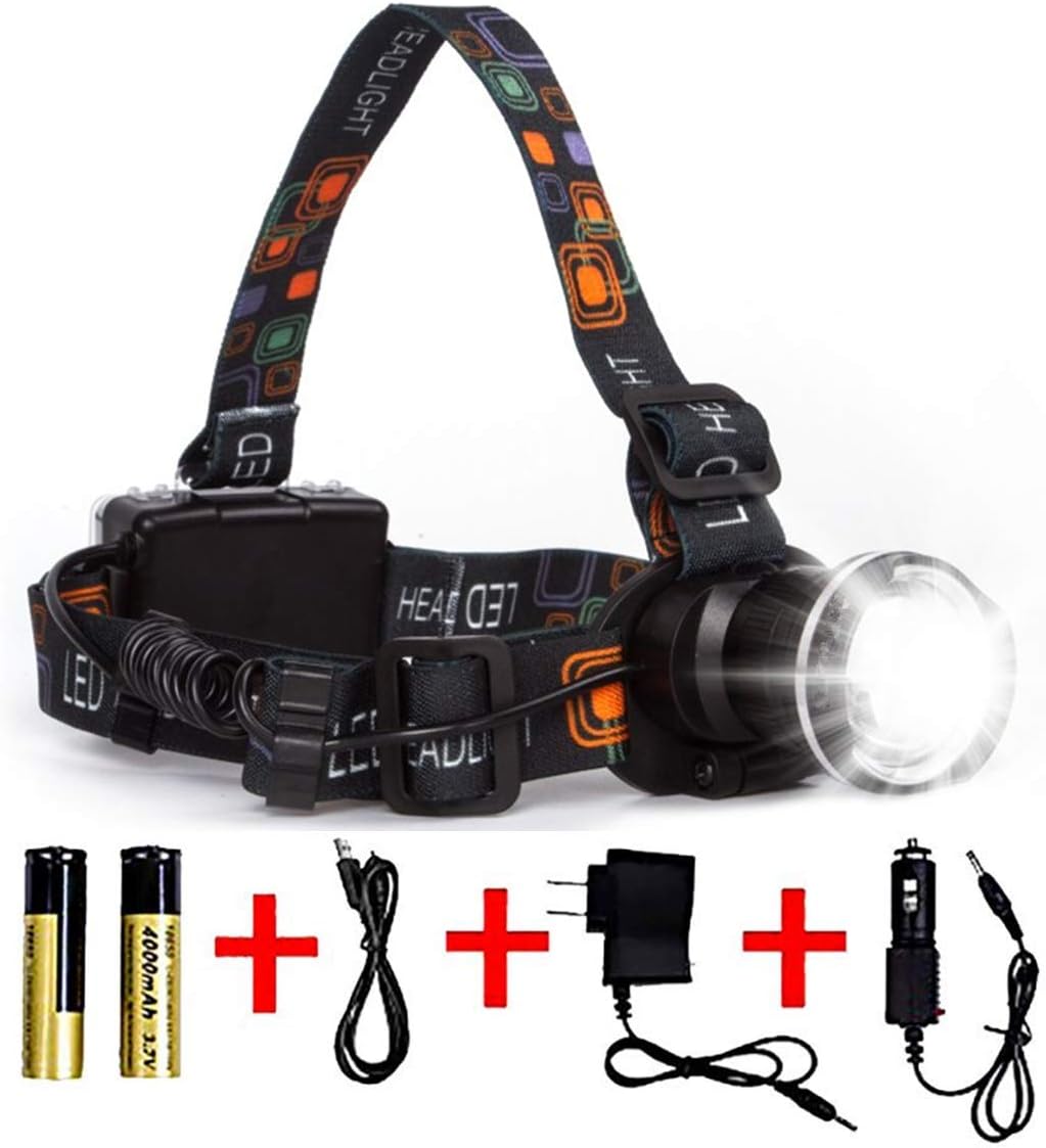 LIGHTESS LED Head Lamps Waterproof Focus XM-T6 Rechargeable Headlamps Flashlight for Camping Running Hiking, SQ1 - - 