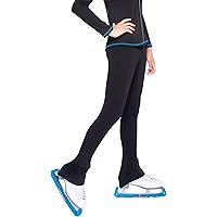 LIUHUO Figure Skating Pants For Girls & Teens - Fleece Lined Practice Leggings With Rhinestone Detail
