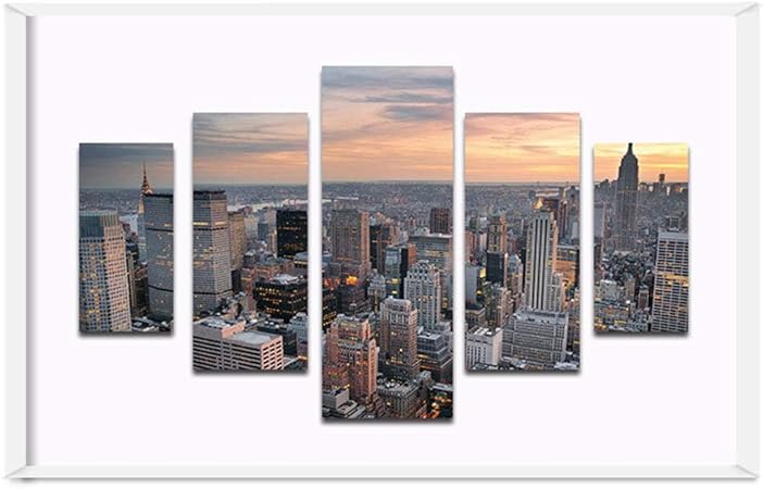 Yulxs 5 Pieces Ville Paysage Theme Sans Cadre Toile Mur Photo Decoration Chambre Chambre Salon Decoration Peinture 001 Amazon Fr Cuisine Maison