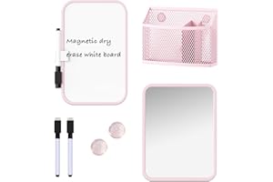 Svartur Magnetic Locker Accessories for Girls with Magnetic whiteboard, Locker Mirror and Magnetic Pen Holder, Pink Locker Decoration for School Locker, Back to School Essentials