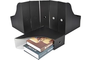 HUAPRINT Black Magazine Holder(6 Pack) Cardboard Magazine File Holder-Folder Holder,Magazine Organizer,Document Organizer,Magazine Storage Box,With Labels